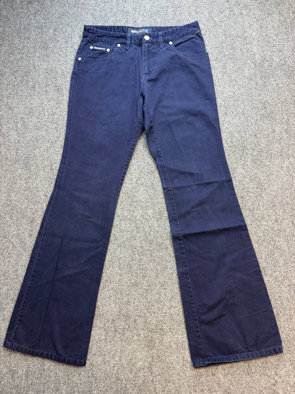 Vintage Y2K Blue Asphalt Women's Jeans Size 3 Navy Low Rise Flare Wide Leg